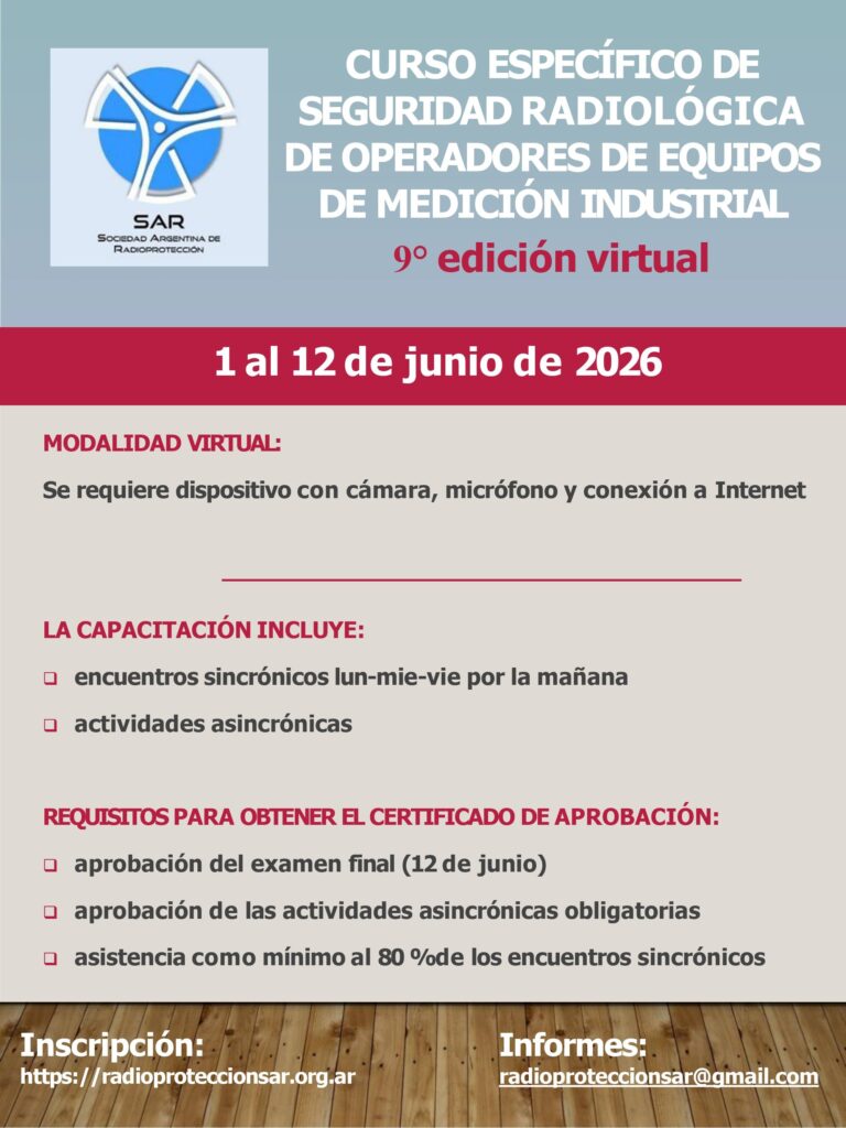 CURSO ESPECÍFICO DE SEGURIDAD RADIOLÓGICA PARA OPERADORES DE EQUIPOS DE MEDICIÓN INDUSTRIAL
